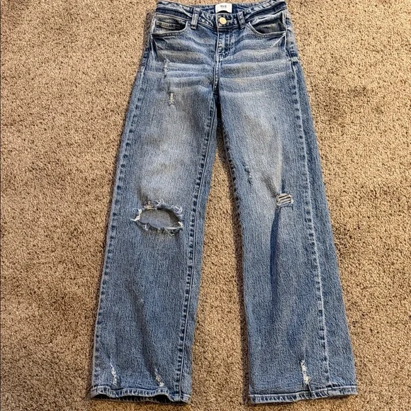 BKE Light Blue Distressed Flare Jeans - Picture 1 of 7